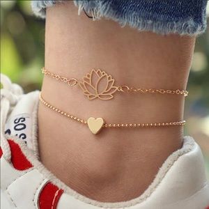 Lotus & heart Anklet set
